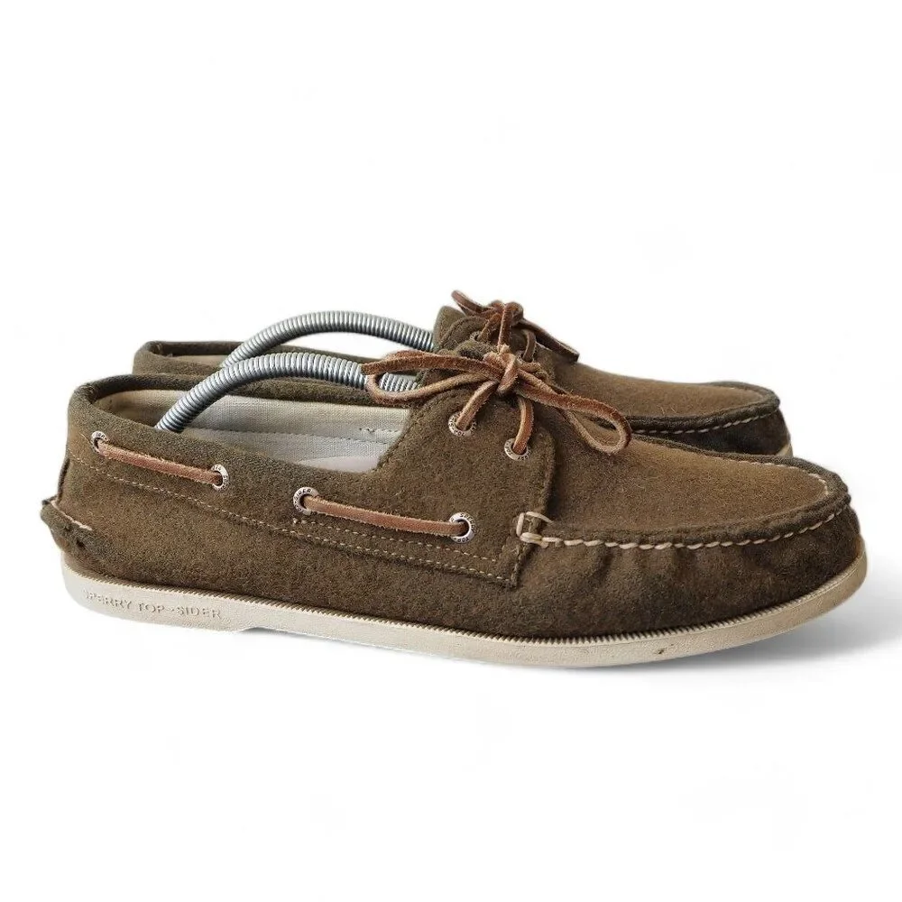 Sperry Wool Authentic Original Boat Shoes Olive Green 0281295 Men's‎ 11.5M